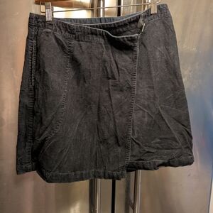 Women's Patagonia Organic Cotton Blk Corduroy Wrap Short Skirt Sz 12